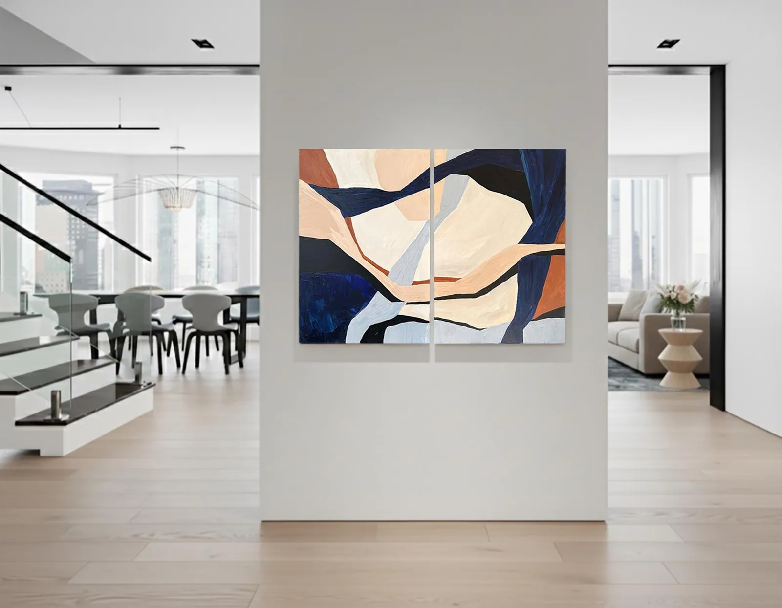 Photo 2 of 10 — Minimalist Diptych in Beige and Blue