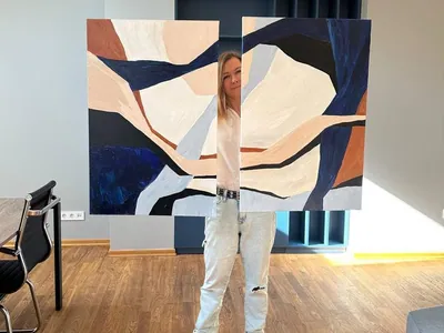 Photo 3 of 10 — Minimalist Diptych in Beige and Blue